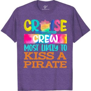 Funny Cruise Crew Vacation Tee - 'Most Likely to Kiss a Pirate' Graphic T-Shirt Funny Cruise Vacation Shirts Dive into adventure with our 'Most Likely to Kiss a Pirate' Graphic T-Shirt from VacationShirts.com! Perfect for cruise crew and beach vacation enthusiasts, this funny cruise shirt blends nautical charm with humorous travel flair. Embrace maritime fashion with this unique pirate graphic tee, making every ocean trip unforgettable. Ideal for anyone who loves novelty cruise wear and nautical-themed shirts.