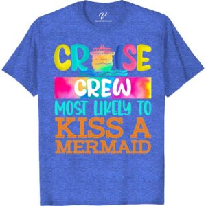 Cruise Crew - Most Likely to Kiss a Mermaid Fun Vacation Tee Shirt Funny Cruise Vacation Shirts Dive into adventure with the Cruise Crew Mermaid Kiss Tee! Perfect for sea lovers and mermaid enthusiasts, this fun vacation apparel blends nautical themes with ocean adventure. Ideal for cruise vacations or beach getaways, it's the ultimate gift for those who dream of sailing trips and cherish sea life fashion.