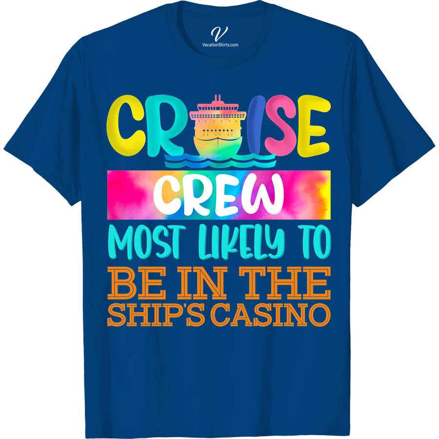 Cruise Crew Casino Fun Graphic Tee - VacationShirts.com Exclusive Cruise Squad Vacation Shirts Dive into fun with our exclusive Cruise Crew Casino Fun Graphic Tee from VacationShirts.com! Perfect for casino nights and ocean adventures, this custom cruise apparel blends nautical themes with vibrant vacation vibes. Stand out in cruise ship attire that's as unique as your journey. Make every moment unforgettable with our fun vacation shirts!