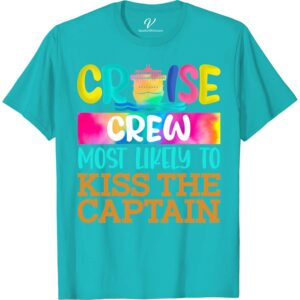 Cruise Crew - Most Likely to Kiss the Captain - Fun Vacation Tee Funny Cruise Vacation Shirts Set sail in style with the "Cruise Crew - Most Likely to Kiss the Captain" tee from VacationShirts.com. This humorous vacation tee, perfect for any cruise party, combines fun and nautical themes. Stand out on your ocean trip with this unique, funny cruise outfit. It's the ultimate in cruise ship clothing!