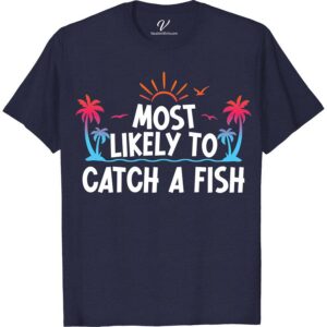 Most Likely To Catch A Fish Vacation Tshirt Most Likely Vacation Shirts Reel in the fun with our 'Most Likely To Catch A Fish' Vacation T-shirt from VacationShirts.com. Perfect for anglers, this top combines humor and style, making it the best fishing shirt for your next trip. Crafted for comfort and durability, it's the ultimate piece in fisherman vacation gear. Stand out and make your fishing vacation unforgettable with this cool, fishing-themed tee!