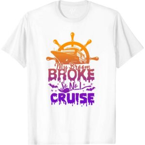 Halloween Cruise Tee: 'Broom Broke, Now I Cruise' Halloween Cruise Shirts Set sail with style in our 'Broom Broke, Now I Cruise' Tee from VacationShirts.com. Perfect for witch-themed cruises or Halloween vacations, this funny, spooky shirt blends witchy charm with cruise comfort. Ideal for Halloween cruise outfits, it's the ultimate gear for a bewitching adventure on the high seas.