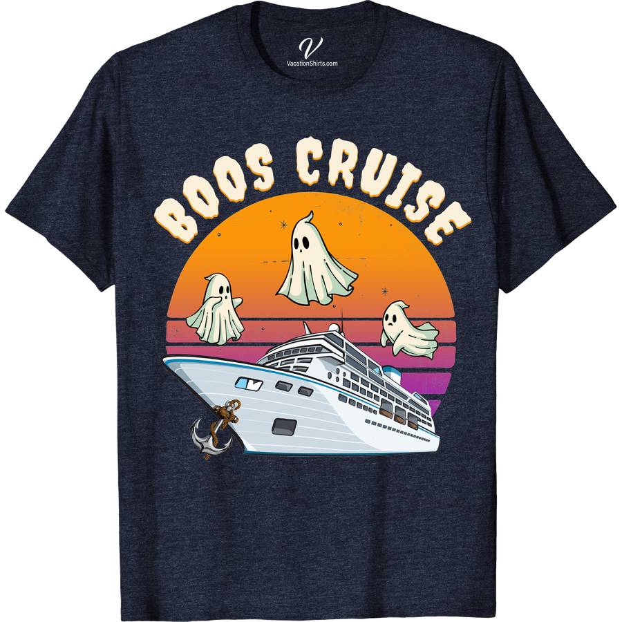 Boos Cruise Spooky Halloween Vacation Tee Halloween Cruise Shirts Embark on a ghostly voyage with our Boo Cruise Spooky Halloween Vacation Tee! Perfect for any Halloween sailing adventure, this shirt combines eerie charm with comfort. Featuring unique ghost ship apparel designs, it's the must-have addition to your haunted cruise clothing collection. Set sail in style and make your spooky sea adventure unforgettable!