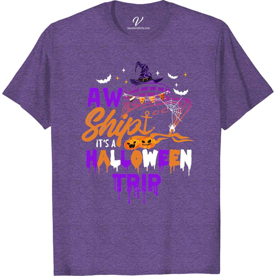Aw Ship! Exclusive Halloween Cruise Tee - VacationShirts Halloween Cruise Shirts Set sail in spooky style with the "Aw Ship! Exclusive Halloween Cruise Tee" from VacationShirts.com. This unique t-shirt blends Halloween spirit with cruise vibes, offering a custom, themed outfit perfect for any Halloween sailing adventure. Stand out with this exclusive, high-quality Halloween vacation clothing – your go-to for themed cruise outfits.