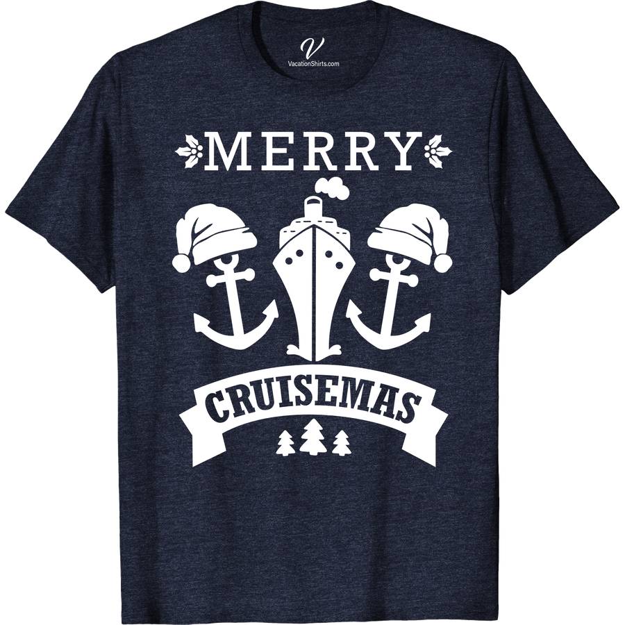 Funky Merry Cruisemas Tee from VacationShirts Christmas Cruise Shirts Celebrate the holidays in style with our Funky Merry Cruisemas Tee from VacationShirts.com! Perfect for holiday cruises, this festive cruise wear blends nautical charm with tropical Christmas vibes. Featuring humorous designs, it's the ultimate funny Christmas vacation tee for anyone looking to make merry memories aboard. Dive into the spirit of Merry Cruisemas!