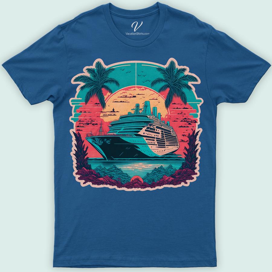 Tropical Cruise Sunset Graphic Tee - VacationShirts.com Exclusive Classic Cruise Vacation Shirts Embark on a sunset voyage with our Tropical Cruise Sunset Graphic Tee, exclusively at VacationShirts.com. This designer beachwear tee captures the essence of tropical vacations, featuring a stunning beach sunset graphic. Perfect for any sunset cruise or beach outing, it's the ultimate in vacation-themed graphic shirts. Elevate your tropical vacation apparel today!