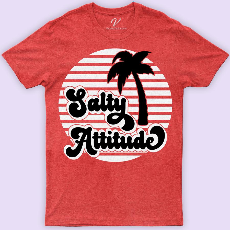 Salty Attitude Palm Tree Graphic Vacation Tee Beach Vacation Shirts Dive into summer with our Salty Attitude Palm Tree Graphic Vacation Tee from VacationShirts.com. Perfect for beach lovers, this tropical vacation tee features a unique ocean-themed design, blending coastal style with island life flair. Embrace your salty attitude in this casual, yet striking, travel-ready graphic tee.