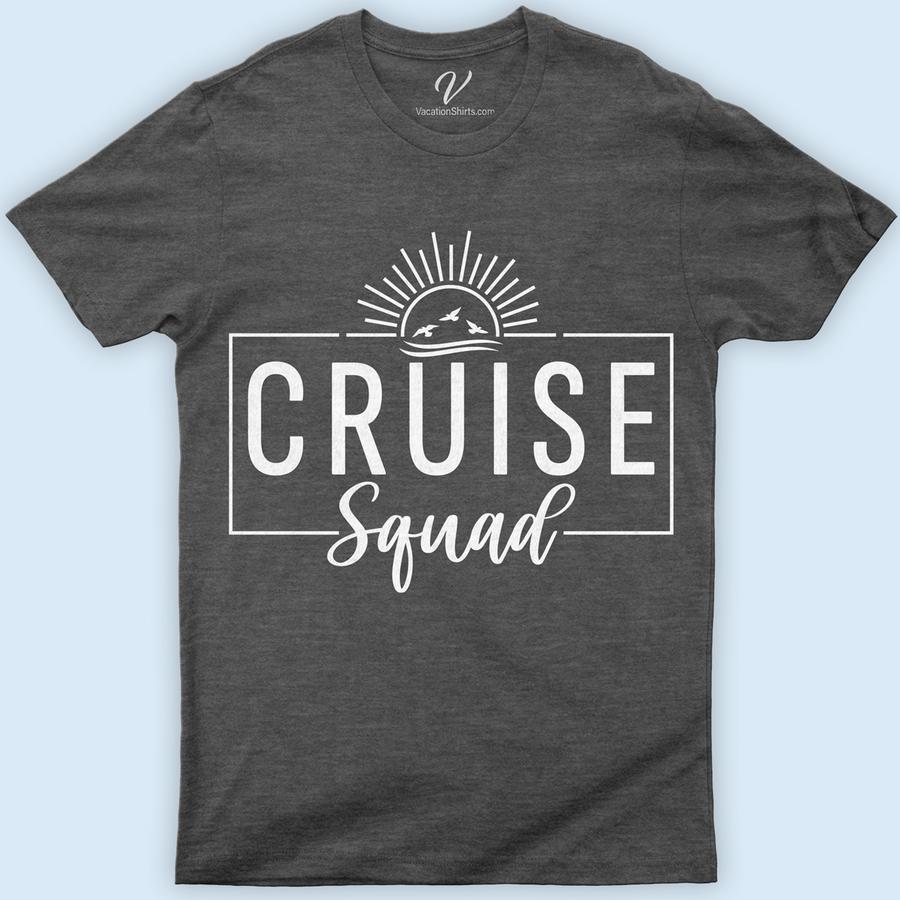 Cruise Squad - Sunshine and Seagulls Graphic Tee for Group Travel Classic Cruise Vacation Shirts Set sail in style with the Cruise Squad - Sunshine and Seagulls Graphic Tee! Perfect for group travel, this matching cruise tee unites your family or friends in custom, ocean-themed flair. Featuring vibrant vacation graphics, it's the ultimate nautical group clothing choice for your next sea adventure.