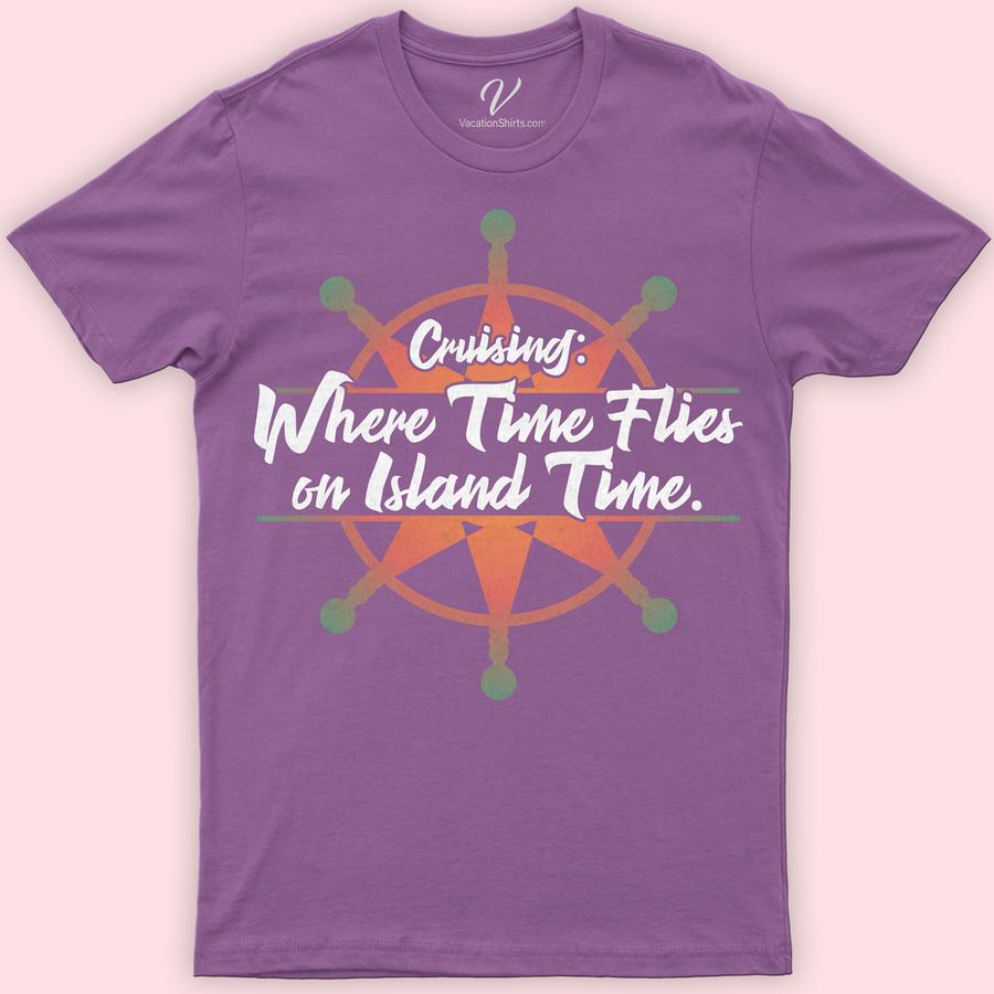 Cruising Compass Graphic Tee - Where Time Flies on Island Time Classic Cruise Vacation Shirts Discover the essence of adventure with our Cruising Compass Graphic Tee. Perfect for those who thrive on island time, this nautical-inspired shirt blends sailing themes with tropical vibes. Crafted for beach vacations and coastal lifestyles, it's your go-to for maritime fashion. Embrace ocean-inspired clothing and set sail in style!