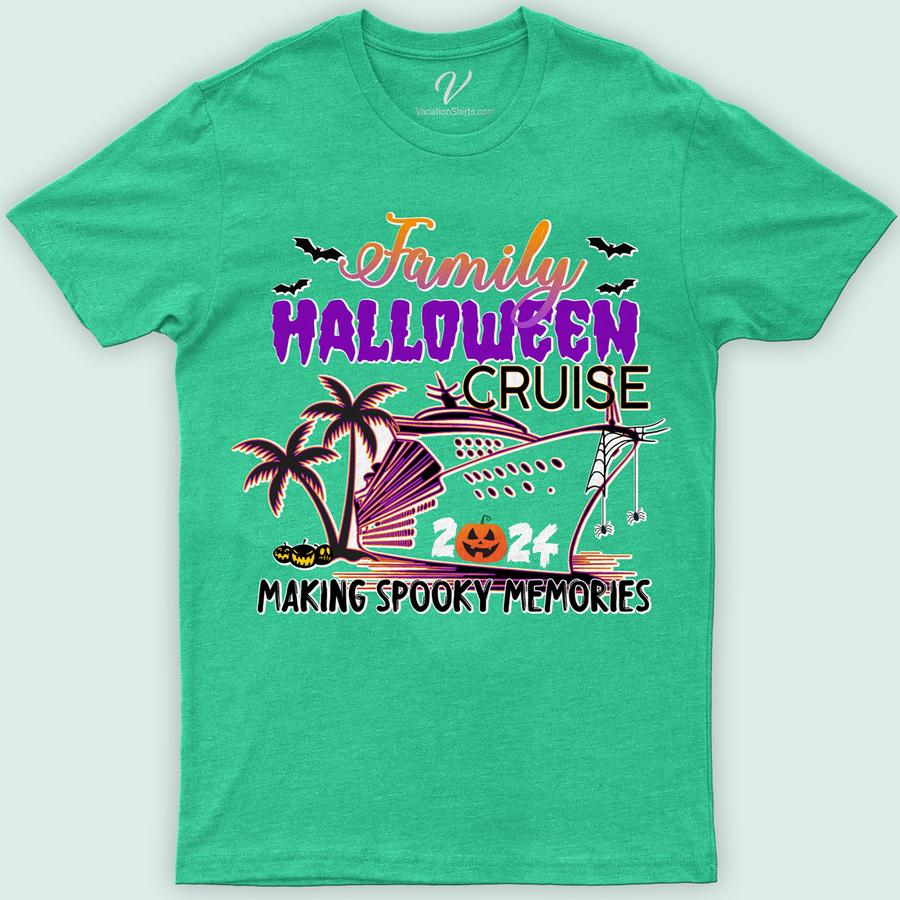 Family Halloween Cruise - Making Spooky Memories Vacation Tee Halloween Cruise Shirts Set sail on a haunting adventure with our Family Halloween Cruise Tee! Perfect for creating spooky memories, this custom shirt unites your crew in style. Featuring unique Halloween cruise apparel designs, it's ideal for matching outfits, adding a magical touch to your Halloween vacation. Embrace the spirit in our exclusive spooky family cruise gear!