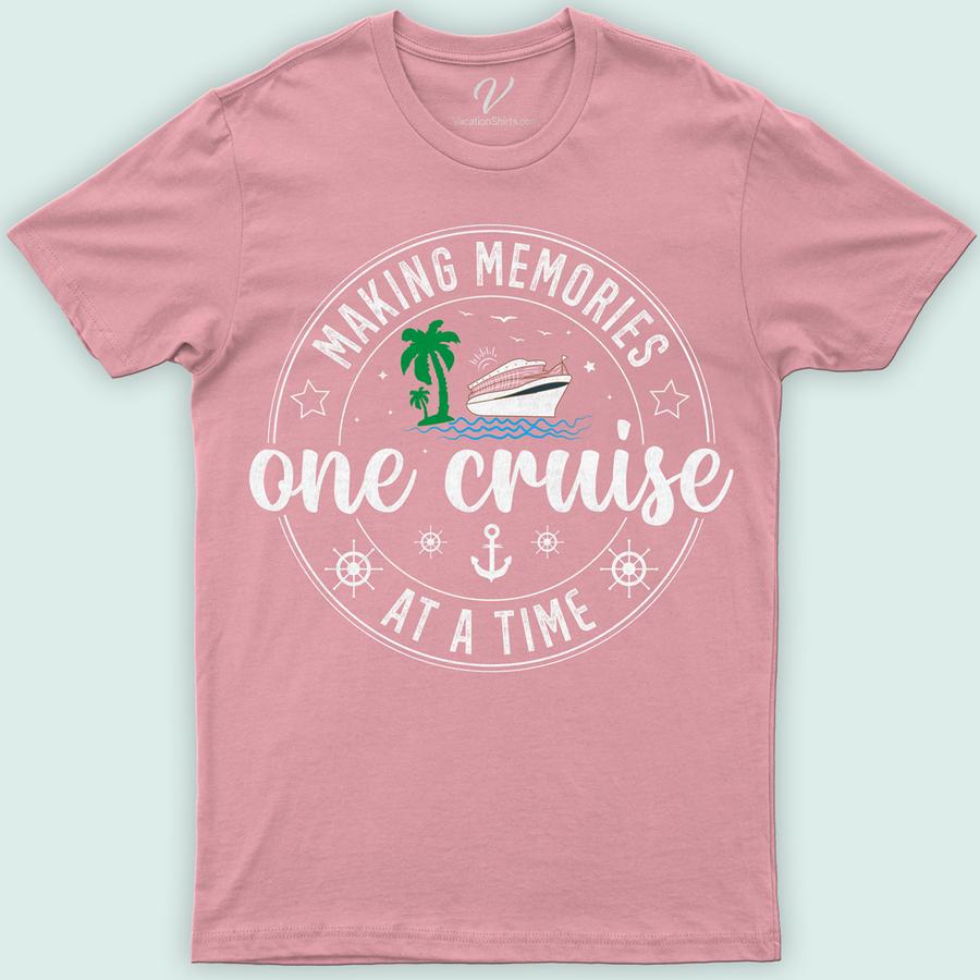 Making Memories One Cruise at a Time - Nautical Vacation Tee Classic Cruise Vacation Shirts Set sail in style with our 'Making Memories One Cruise at a Time' Tee from VacationShirts.com. Perfect for families, this nautical-themed apparel merges comfort with cruise holiday fashion. Ideal for any ocean voyage, our sailing trip tee is your go-to for tropical cruise attire, making every maritime vacation unforgettable.