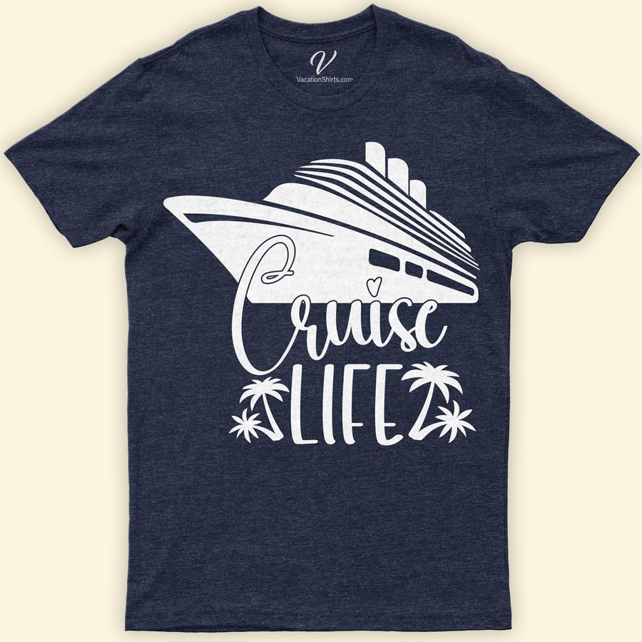 Cruise Life Tropical Palm Graphic Tee for Travel Enthusiasts Classic Cruise Vacation Shirts Dive into adventure with our Cruise Life Tropical Palm Graphic Tee! Perfect for travel enthusiasts, this beach graphic T-shirt from VacationShirts.com embodies the spirit of summer travel. Featuring a stunning palm tree design, it's the ultimate piece of tropical destination clothing for your next ocean-themed escapade. Embrace your wanderlust!