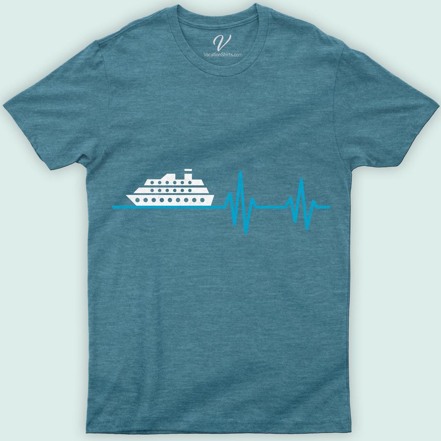 Cruise Heartbeat Graphic Tee - Nautical Vacation Shirt from VacationShirts.com Classic Cruise Vacation Shirts Set sail in style with our Cruise Heartbeat Graphic Tee! Perfect for any nautical adventure, this ocean-inspired tee blends comfort with a unique cruise ship design. Ideal for both men and women, it's the ultimate addition to your cruise wear collection. Make unforgettable memories in this standout piece from VacationShirts.com.