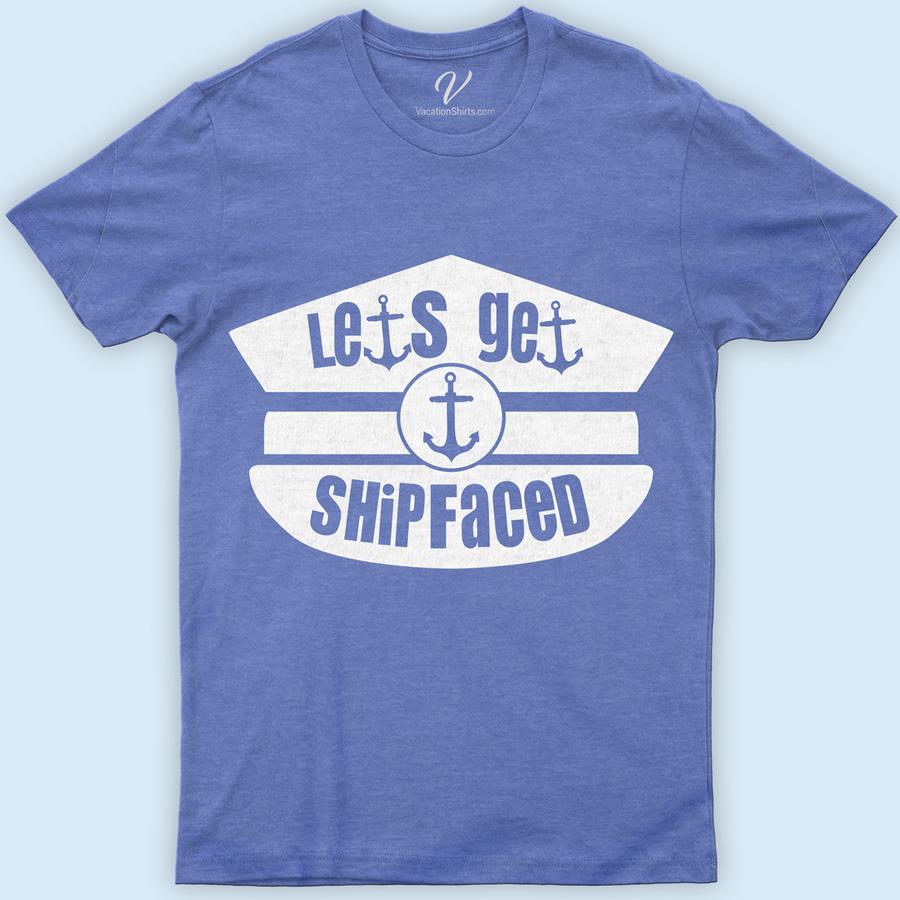 Let's Get Shipfaced Nautical Humor Vacation Tee-Shirt Funny Cruise Vacation Shirts Dive into fun with the "Let's Get Shipfaced" Nautical Humor Tee from VacationShirts.com! Perfect for boat parties, yacht gatherings, or beach festivities, this funny sailing shirt combines maritime jokes and sailor humor. Crafted for ocean lovers, it's the ultimate nautical vacation tee. Anchor your style in laughter with this sea-themed funny tee!