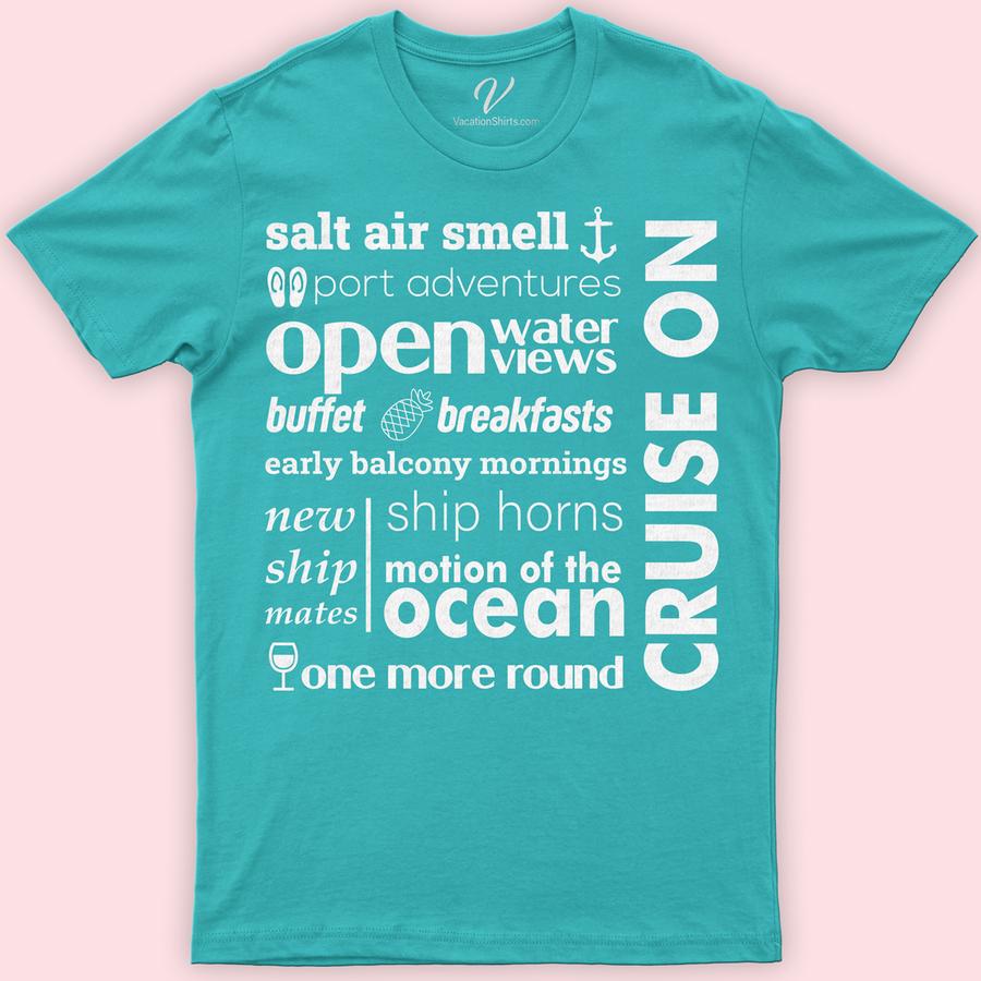 Cruise Enthusiast Graphic Tee with Nautical Icons and Phrases Classic Cruise Vacation Shirts Set sail in style with our Cruise Enthusiast Graphic Tee! Featuring captivating nautical icons and catchy sailing phrases, this maritime icon apparel is a must-have for any boating enthusiast. Crafted for comfort and designed to impress, it's the perfect addition to your ocean-themed clothing collection. Anchor your look with us!