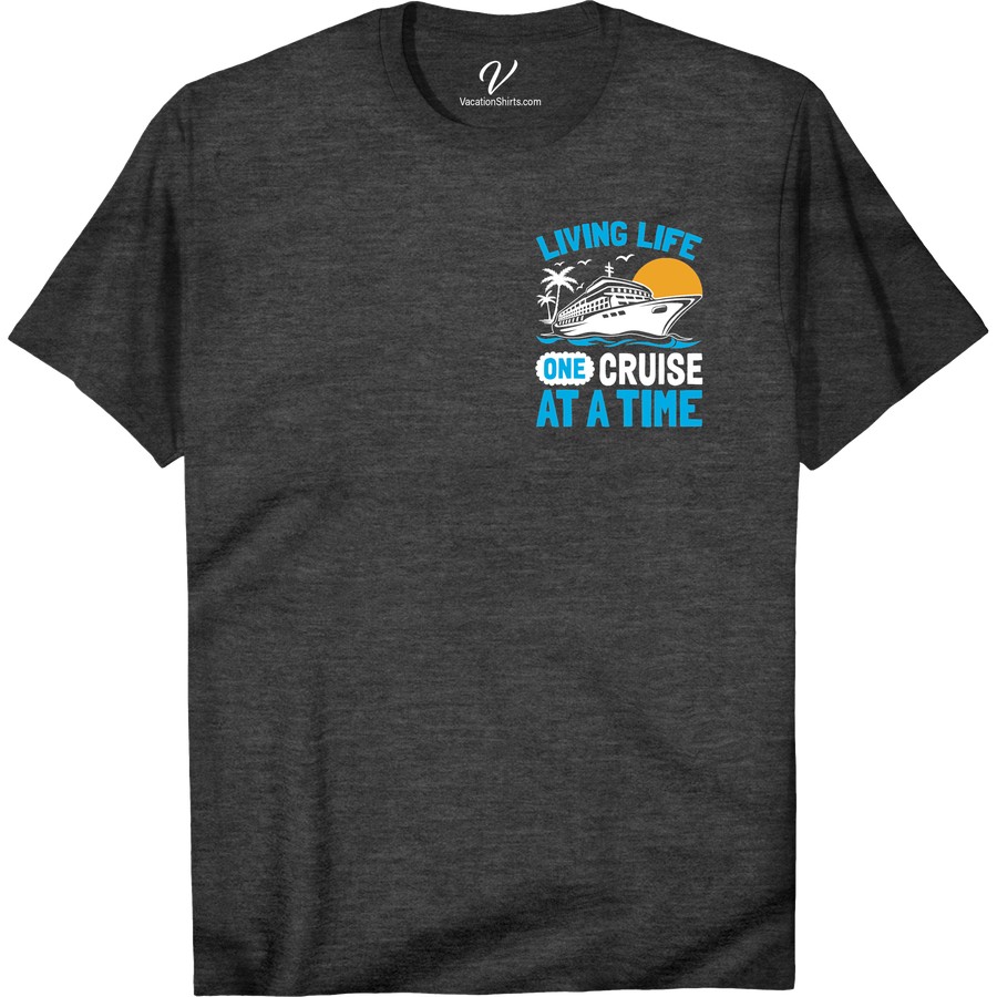 Life At Sea: One Cruise At A Time Tee | VacationShirts.com Couples Cruise Shirts Set sail in style with our Life At Sea: One Cruise At A Time nautical tee! Perfect for any ocean lover, this cruise vacation t-shirt captures the essence of maritime fashion. Embrace the sea breeze in this coastal vacation wear essential, ideal for your next summer getaway or sailing trip.