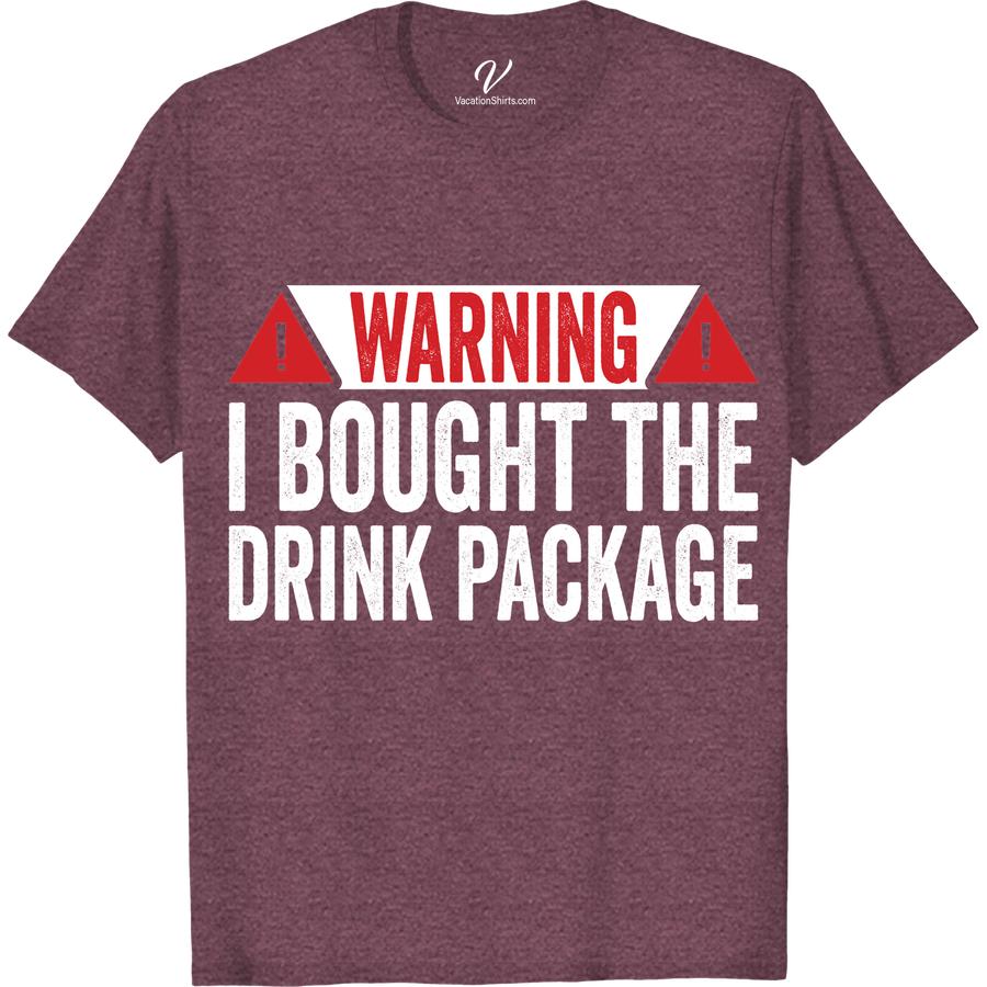 Ultimate Vacation Tee: 'Drink Package' Shirt - Get Yours Now! Boozy Cruise Shirts Get ready for your next getaway with our Ultimate Vacation Tee! Perfect for sipping cocktails on a beach vacation or cruising the high seas, our Drink Package Shirt is a must-have travel t-shirt. Grab yours now and make a splash in the best vacation apparel!
