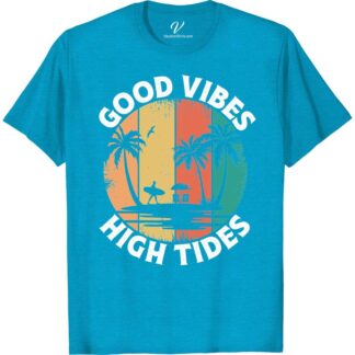 Good Vibes High Tides Tee - Tropical Paradise Shirt Summer Shirts Escape to paradise with our Good Vibes High Tides Tee! Perfect for beach vacations and summer getaways, this tropical paradise t-shirt will bring the ocean vibes wherever you go. With palm trees and high tides, this vacation t-shirt is a must-have for any tropical island lover.
