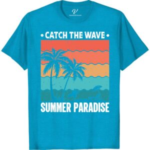 Catch The Wave Summer Paradise Tee - Tropical Vacation Shirt Beach Vacation Shirts Escape to paradise with our Catch The Wave Summer Paradise Tee. This tropical vacation shirt is the perfect addition to your beach vacation attire. With surf style clothing and ocean-inspired apparel, this summer getaway fashion piece is a must-have for your tropical paradise clothing collection.