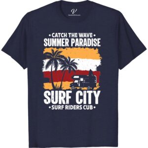 Surf City Paradise Tee - Catch The Wave | Surf Riders Club Beach Vacation Shirts Experience the ultimate surf city t-shirt with our Paradise Tee! Designed for the Surf Riders Club, our catch the wave shirt captures the essence of beach vacation clothing. Embrace surf-themed attire and coastal fashion tees with our ocean-inspired shirts for the perfect surfing destination wear.