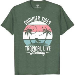 Summer Vibes Tropical Tee - Live the Holiday Dream Beach Vacation Shirts Embrace the ultimate summer vibes with our Tropical Tee - designed to make you feel like you're living the holiday dream. This beach vacation shirt, adorned with palm trees and island life graphics, will put you in vacation mode instantly. Get your tropical paradise tee now!