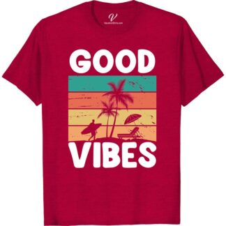 Good Vibes Surf Sunset Tee - Tropical Vacation Shirt Summer Shirts Catch the ultimate wave with our Good Vibes Surf Sunset Tee! Perfect for any tropical vacation, this beachwear T-shirt features a stunning ocean sunset, palm trees, and surfboards. Embrace the aloha spirit and make a splash in our summer vacation must-have surfing apparel.