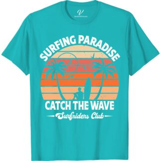 Surfing Paradise Tee - Catch The Wave with Surfriders Club Summer Shirts Get ready to ride the waves in style with our Surfing Paradise Tee! Perfect for surfers and beach lovers alike, this Surfriders Club apparel features an eye-catching surf wave design. Whether you're hitting the beach or planning a surf trip, this ocean-themed shirt is a must-have for your beachwear collection.
