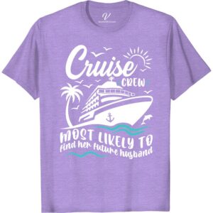 Cruise Crew Tee: Find Love on Vacation - Future Husband Design Most Likely To Cruise Crew Set sail for romance with our Cruise Crew Tee! Perfect for those looking to find love on vacation, this future husband shirt is the ultimate cruise couple apparel. Show off your romantic side in our love-themed vacation tee and make your cruise vacation unforgettable.