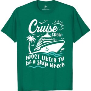 Cruise Crew's Shipwreck Tee - Perfect for Vacation Fun! Most Likely To Cruise Crew Set sail on your next cruise vacation in style with our Cruise Crew's Shipwreck Tee! This funny cruise shirt is perfect for beach days and nautical adventures. With its eye-catching design and comfortable fit, it's a must-have addition to your cruise-themed clothing collection.