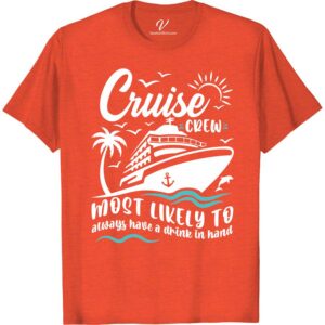 Cruise Crew Party Tee - Drink in Hand | VacationShirts.com Most Likely To Cruise Crew Get ready to set sail with our Cruise Crew Party Tee! Featuring a 'Drink in Hand' design, this vacation shirt is perfect for your next cruise ship adventure. Shop our collection of cruise party shirts, drinking shirts, and vacation crew shirts online at VacationShirts.com!