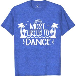 Dance Party Tropical Tee - VacationShirts.com Most Likely To Beach Version Get ready to groove in style with our Dance Party Tropical Tee! Perfect for your next beach vacation, this island-themed shirt is a must-have for your holiday apparel collection. With its vibrant colors and fun design, it's the ultimate summer top for any travel t-shirt lover.