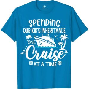 Cruise Enthusiast Humor Tee - Spending Our Kid's Inheritance One Cruise at a Time Funny Cruise Vacation Shirts "Embark on your next sea adventure with our Cruise Enthusiast Humor Tee! Perfect for those who love to laugh and sail, this funny cruise shirt boasts a witty "Spending Our Kid's Inheritance One Cruise at a Time" slogan. Ideal for retirees or any cruise lover, it's the ultimate in humorous travel shirts, blending nautical humor with a splash of rebellion. Crafted for comfort and laughs, it's your go-to for making waves on and off the deck. Dive into fun with this unique cruise vacation clothing piece!"