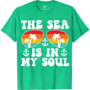 Tropical Palm Sunset & Anchor Graphic 'The Sea Is In My Soul' Vacation Tee Classic Vacation Shirts Embrace the essence of summer with our Tropical Palm Sunset & Anchor Graphic Tee. Perfect for beach lovers, this 'The Sea Is In My Soul' vacation shirt blends nautical charm and coastal fashion. Featuring a stunning palm sunset and anchor design, it's the ultimate ocean-inspired, sailing motif apparel for your next holiday.