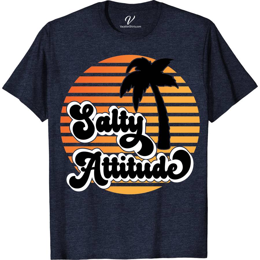 Tropical Palm Sunset Salty Attitude Casual Vacation Tee Classic Vacation Shirts Dive into vacation mode with our Tropical Palm Sunset Salty Attitude Tee from VacationShirts.com. Perfect for summer escapades, this beach casual wear blends vibrant tropical sunset tees with cool palm tree graphics. Embrace your salty attitude in style with this essential piece of summer vacation clothing. Ideal for any casual vacation outfit!