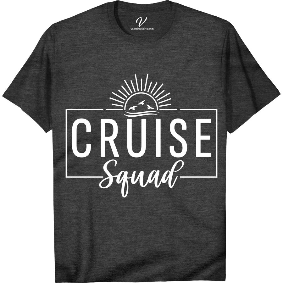 Cruise Squad - Sunshine and Seagulls Graphic Tee for Group Travel Classic Cruise Vacation Shirts Set sail in style with the Cruise Squad - Sunshine and Seagulls Graphic Tee! Perfect for group travel, this matching cruise tee unites your family or friends in custom, ocean-themed flair. Featuring vibrant vacation graphics, it's the ultimate nautical group clothing choice for your next sea adventure.
