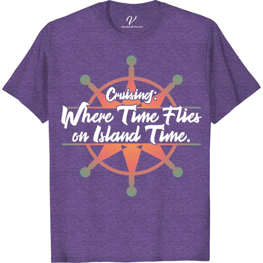 Cruising Compass Graphic Tee - Where Time Flies on Island Time Classic Cruise Vacation Shirts Discover the essence of adventure with our Cruising Compass Graphic Tee. Perfect for those who thrive on island time, this nautical-inspired shirt blends sailing themes with tropical vibes. Crafted for beach vacations and coastal lifestyles, it's your go-to for maritime fashion. Embrace ocean-inspired clothing and set sail in style!