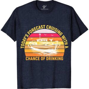 Today's Forecast: Cruising with a Chance of Drinking Fun Vacation Tee Boozy Cruise Vacation Shirts Dive into your getaway with "Today's Forecast: Cruising with a Chance of Drinking" Tee from VacationShirts.com. Perfect for cruise enthusiasts, this fun vacation tee blends humor with style, making it a must-have for any cruise party. Crafted for comfort, it's your go-to for tropical vibes and memorable laughs. Ideal for beach lounging or nautical adventures, it's the ultimate in cruise ship apparel and vacation drinking shirts.