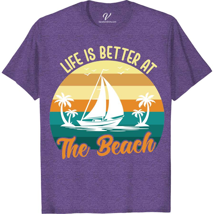Life is Better at The Beach - Nautical Theme Vacation Tee Beach Vacation Shirts Dive into coastal bliss with our "Life is Better at The Beach" Vacation Tee. Perfect for beach lovers, this nautical theme apparel embodies the seaside holiday spirit. Crafted for ocean-inspired fashion enthusiasts, our maritime design shirt is the ultimate beach life apparel and a must-have for your nautical vacation wear collection.