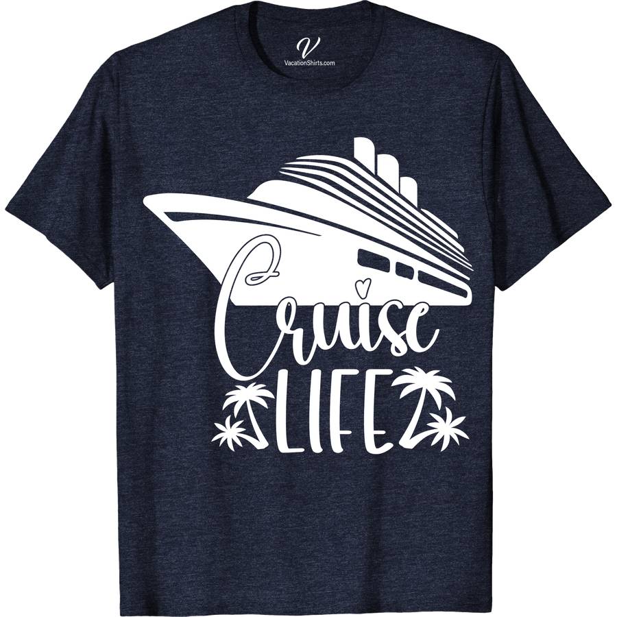 Cruise Life Tropical Palm Graphic Tee for Travel Enthusiasts Classic Cruise Vacation Shirts Dive into adventure with our Cruise Life Tropical Palm Graphic Tee! Perfect for travel enthusiasts, this beach graphic T-shirt from VacationShirts.com embodies the spirit of summer travel. Featuring a stunning palm tree design, it's the ultimate piece of tropical destination clothing for your next ocean-themed escapade. Embrace your wanderlust!