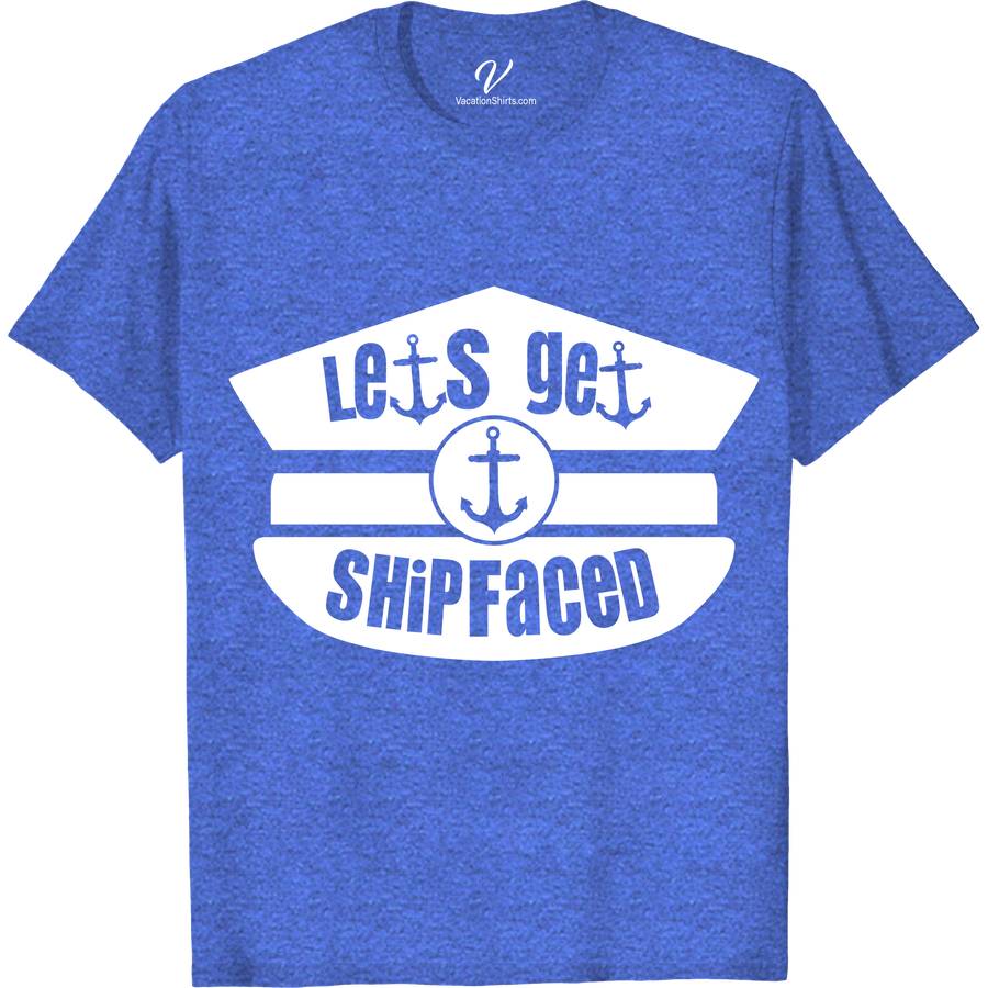 Let's Get Shipfaced Nautical Humor Vacation Tee-Shirt Funny Cruise Vacation Shirts Dive into fun with the "Let's Get Shipfaced" Nautical Humor Tee from VacationShirts.com! Perfect for boat parties, yacht gatherings, or beach festivities, this funny sailing shirt combines maritime jokes and sailor humor. Crafted for ocean lovers, it's the ultimate nautical vacation tee. Anchor your style in laughter with this sea-themed funny tee!
