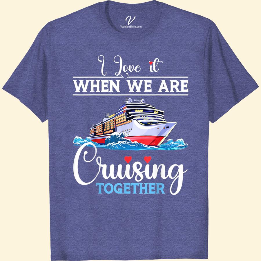 Couples Cruise Vacation Tee - Matching Travel Shirt for Two Set sail in style with our Couples Cruise Vacation Tee - the perfect matching travel shirt for two! Whether hitting the deck or exploring ports, these his and hers cruise shirts will keep you looking cute and coordinated. Get your cruise couple t-shirts now and make vacation memories in matching fashion!