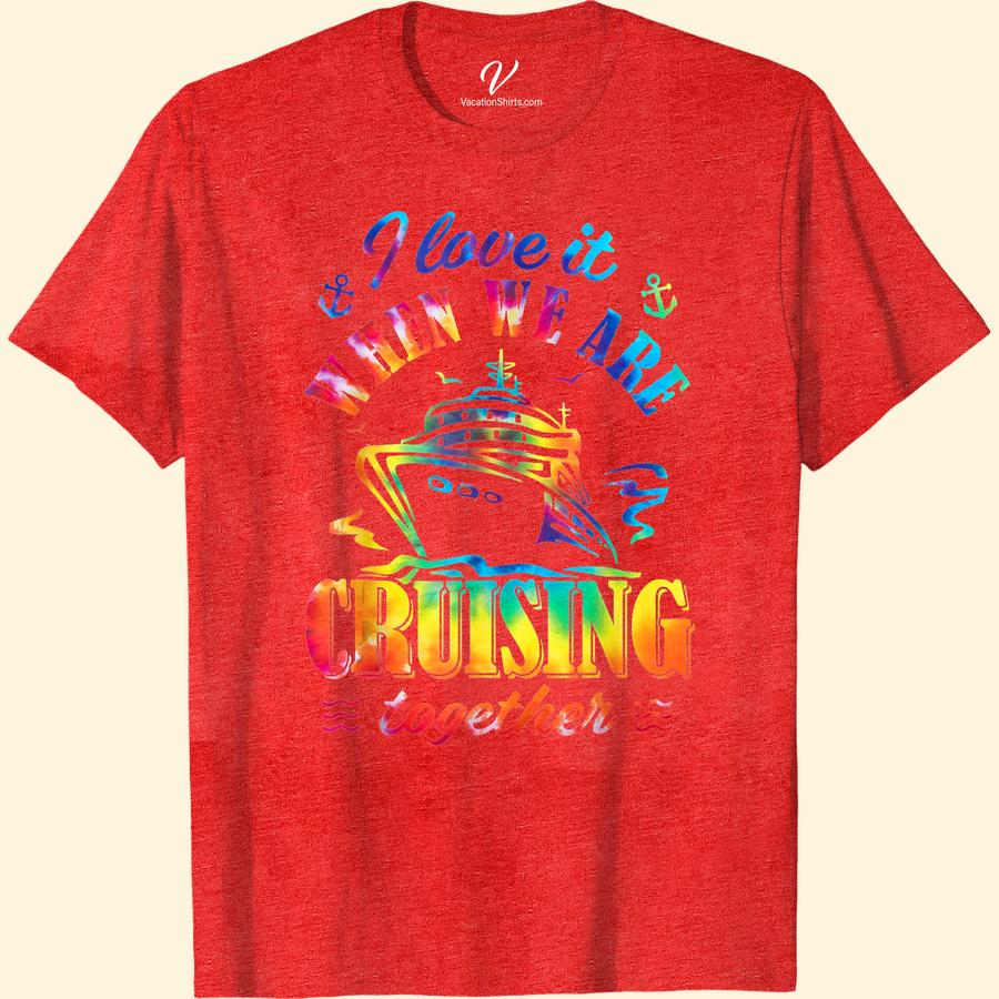 Couples' 'Cruising Together' Tee - Vibrant Vacation Shirt Set sail in style with our Couples' 'Cruising Together' Tee! Perfect for any romantic getaway, this vibrant vacation shirt is a must-have for matching cruise outfits. Get ready to turn heads on the ship deck with this ultimate cruise wear for couples.