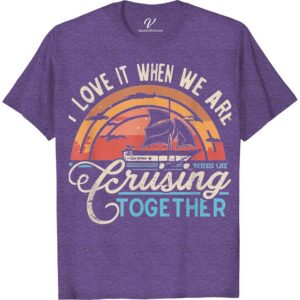 Cruising Love Sunset Sail Tee - Graphic Vacation Shirt Set sail on your next cruise vacation in style with our 'Cruising Love Sunset Sail Tee'! This graphic sailing shirt features a romantic anchor graphic and is the perfect addition to your summer cruise apparel. Shop now and make a splash with our beach vacation shirts!