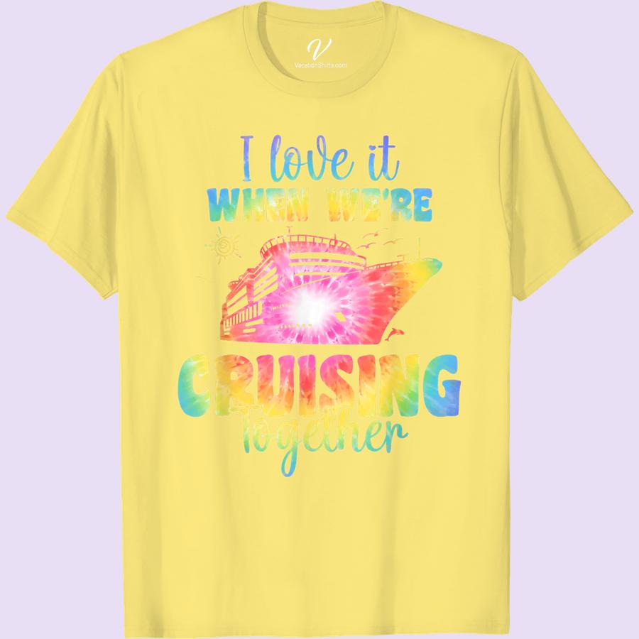 Cruising Together Love Tee - Vibrant Vacation Shirt Set sail on your romantic getaway with our Cruising Together Love Tee! Designed for couples, this vibrant travel t-shirt is perfect for matching cruise wear and tropical vacation tees. Show your love for each other and make a statement in our beach vacation shirts.
