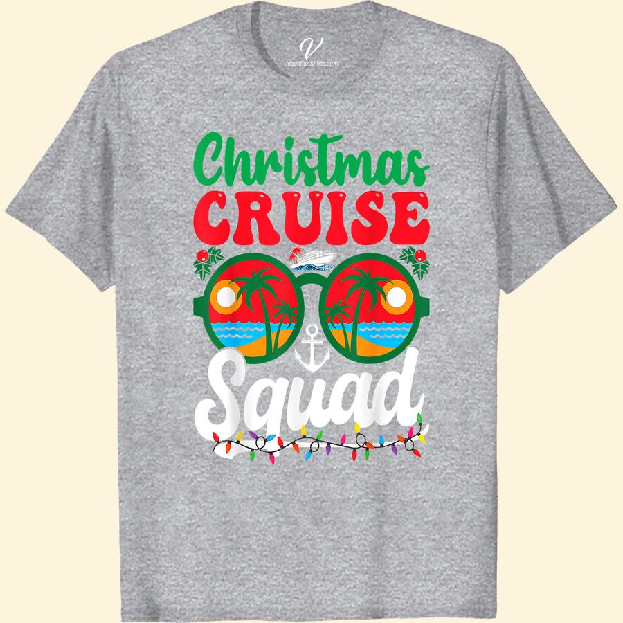 Festive Cruise Squad Tee - Tropical Xmas Vacation Shirt Get ready to set sail in style with our Festive Cruise Squad Tee! Perfect for your tropical Xmas vacation, this holiday cruise apparel is a must-have for your cruise vacation clothing collection. Rock the festive tropical tee and show off your Christmas cruise gear with your squad!