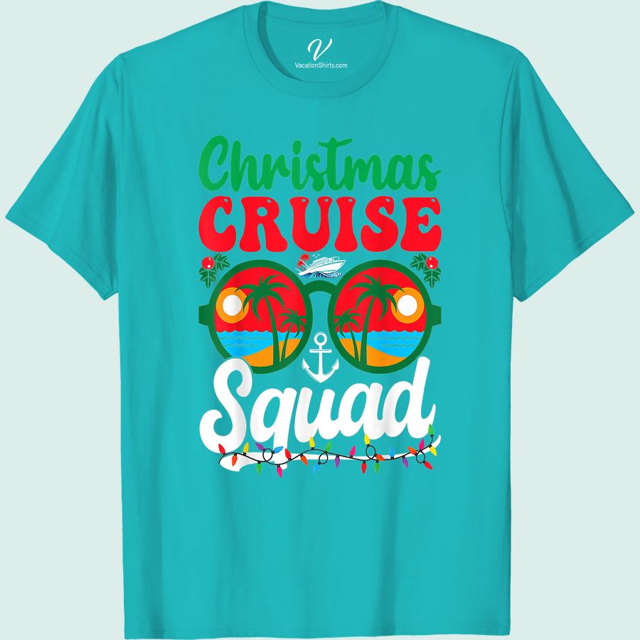 Festive Cruise Squad Tee - Tropical Xmas Vacation Shirt Get ready to set sail in style with our Festive Cruise Squad Tee! Perfect for your tropical Xmas vacation, this holiday cruise apparel is a must-have for your cruise vacation clothing collection. Rock the festive tropical tee and show off your Christmas cruise gear with your squad!