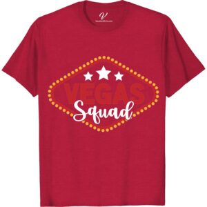 Vegas Squad T-Shirt - Fun Group Vacation Tee in Various Colors Get ready to hit the Strip in style with our Vegas Squad Shirt! Perfect for group vacations, this fun Vegas T-Shirt comes in various colors to match your crew. Stand out in Las Vegas Trip Apparel that's as vibrant as the city itself. Shop our colorful Vegas Tee now!