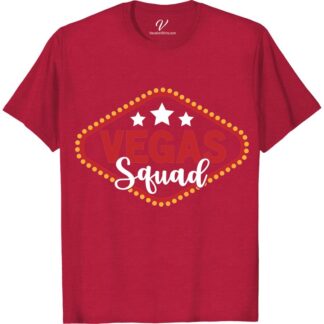 Vegas Squad T-Shirt - Fun Group Vacation Tee in Various Colors  Get ready to hit the Strip in style with our Vegas Squad Shirt! Perfect for group vacations, this fun Vegas T-Shirt comes in various colors to match your crew. Stand out in Las Vegas Trip Apparel that's as vibrant as the city itself. Shop our colorful Vegas Tee now!