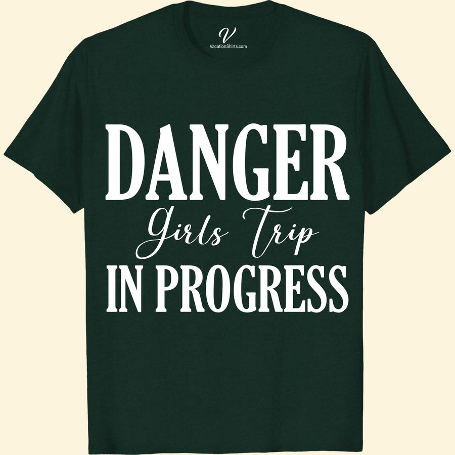 Danger Girls Trip Tee - Fun & Sassy Vacation Shirt Girls Trip Shirts Get ready for your next adventure with our Danger Girls Trip Tee! This fun vacation shirt is perfect for your travel squad, with its sassy and humorous design. Whether you're on a girls getaway or a group vacation, this sassy girls trip top is sure to make a statement!