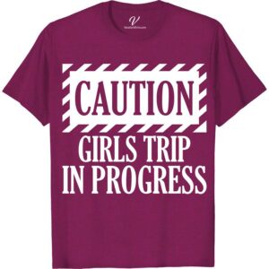 Girls Trip Alert: Fun Caution Sign Vacation Tee Get ready for your girls trip with our fun caution sign vacation tee! Perfect for group vacations, this travel-themed t-shirt adds humor to your getaway. Shop our collection of girls trip apparel and funny travel t-shirts for women today!